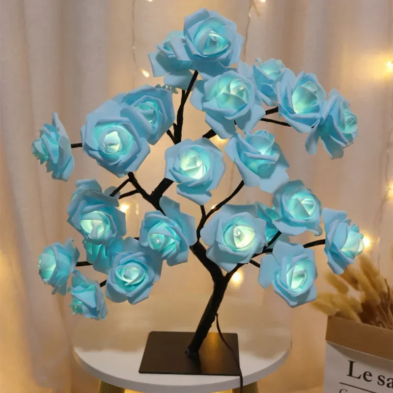 LED Rose Flower Tree USB Night Light – Warm White Table Lamp LED Decorative Lamp Babs Blue 2PCS