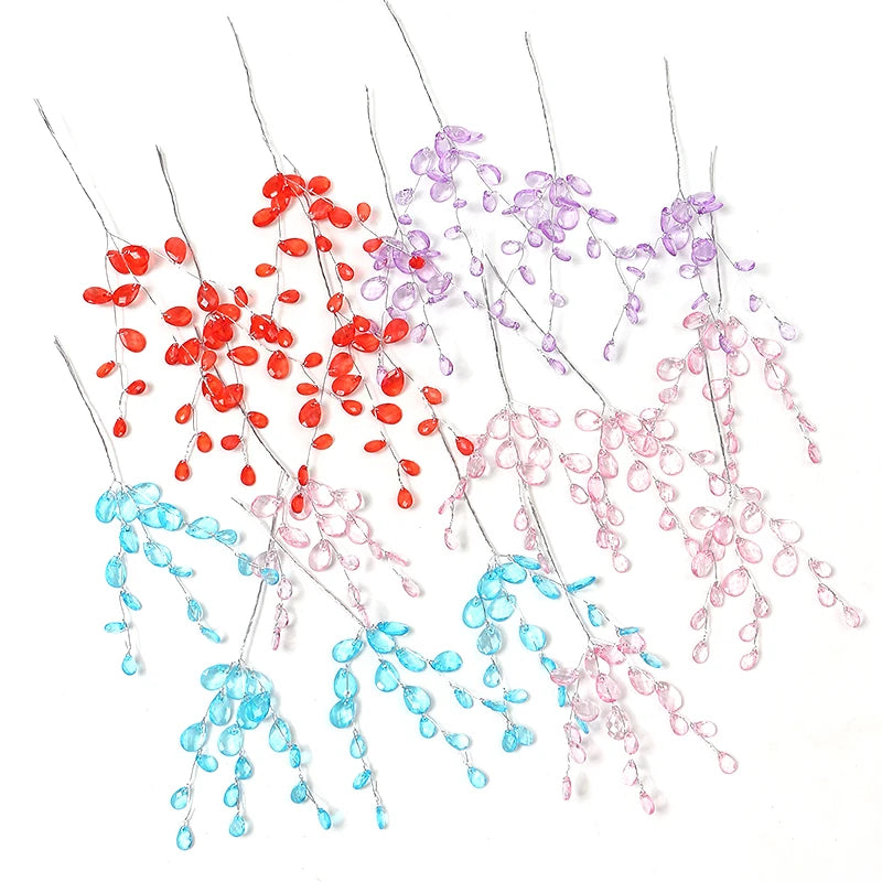 10Pcs Acrylic Crystal Teardrop Bead Bouquet – DIY Wedding Décor Artificial Flower Bouquet Babs