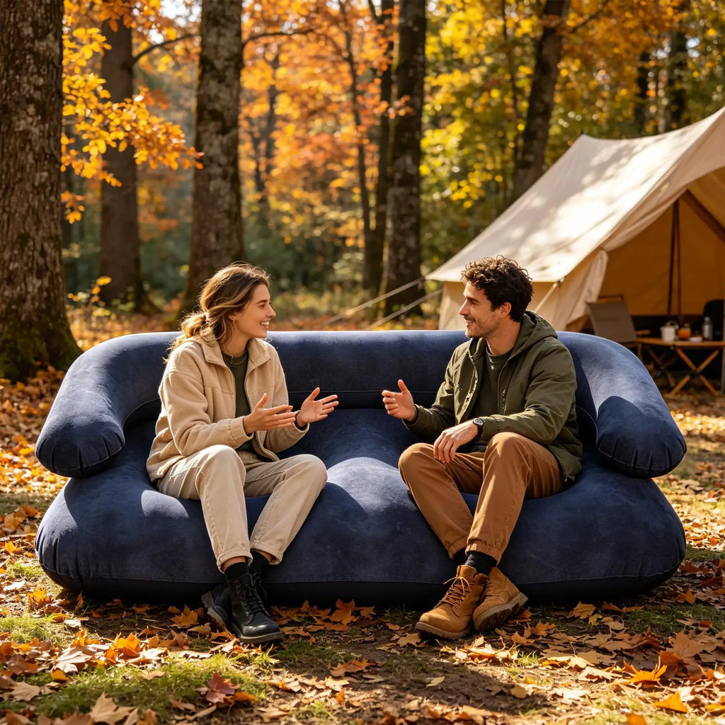 Portable Inflatable 2-Seat Sofa Chair with Armrests for Camping Inflatable Camping Sofa Babs