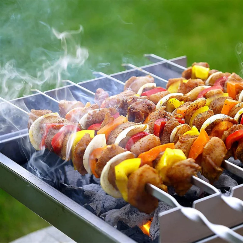 Reusable Stainless Steel BBQ Skewers – Kebab Grilling Set BBQ Skewer Set Babs