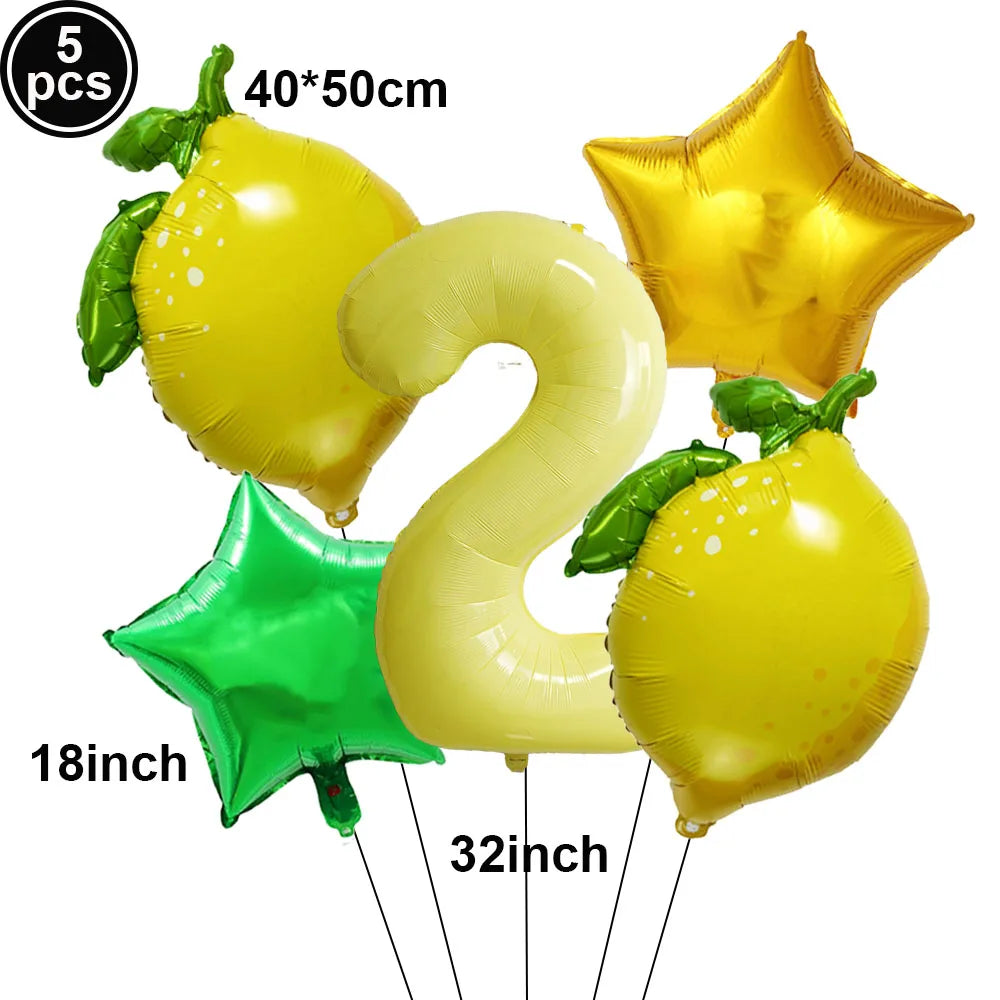 Lemon Foil Balloon Set with 32" Number Balloons – Party Decor Foil Balloon Set Babs green as show