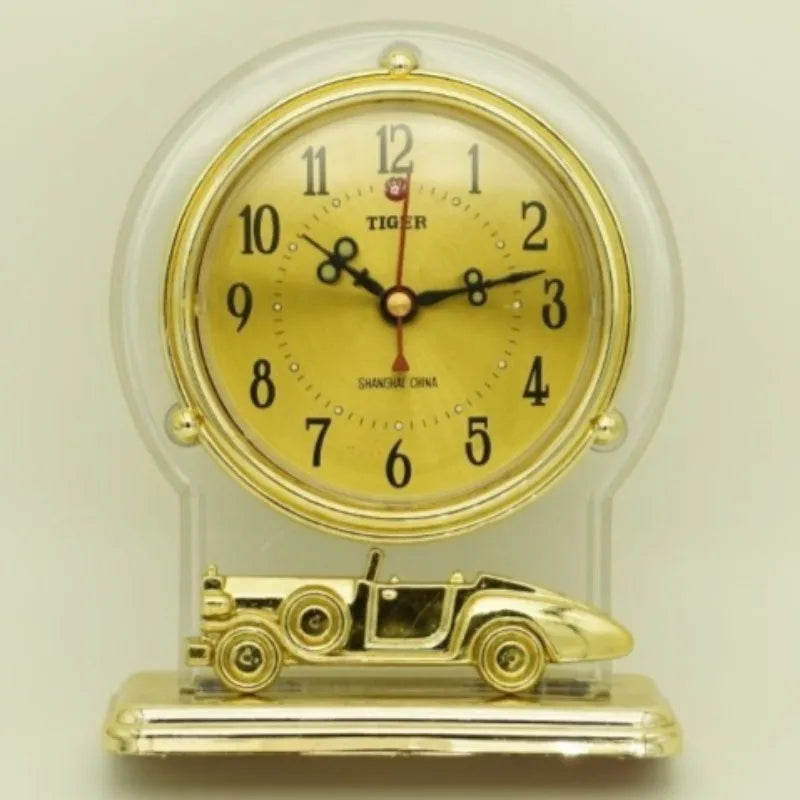 Retro Gold Metal Desk Clock – Antique Tabletop Home Décor Decorative Desk Clock Babs Car
