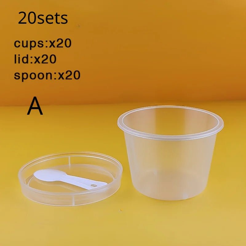 20-Set Clear Dessert Cups with Lids & Spoons – Reusable Dessert Cup Set Babs A