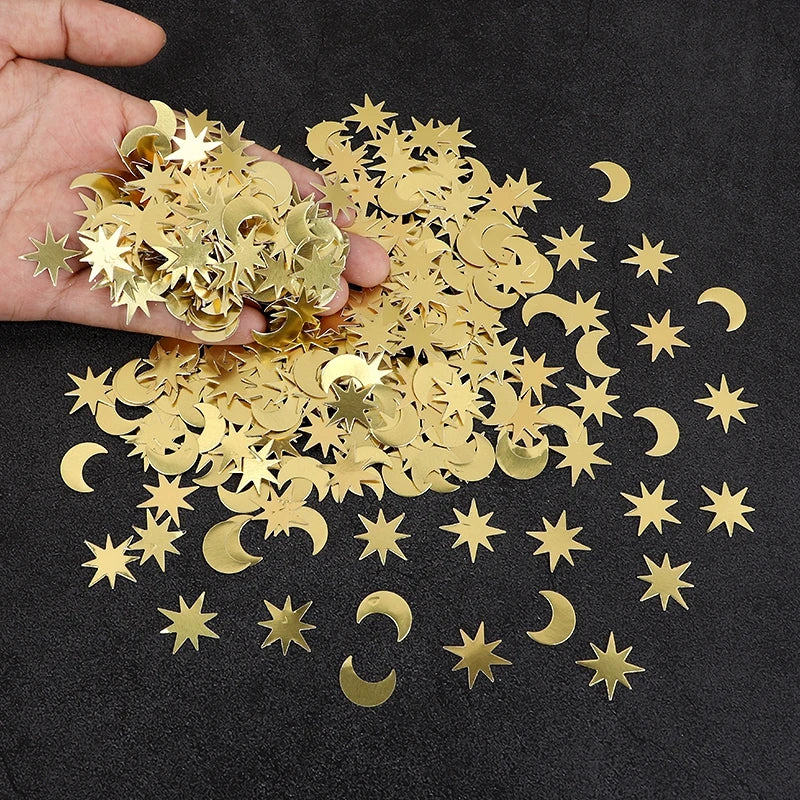 100Pcs Moon Star Paper Confetti – Eid Mubarak Ramadan Decor Party Confetti Babs 100pcs