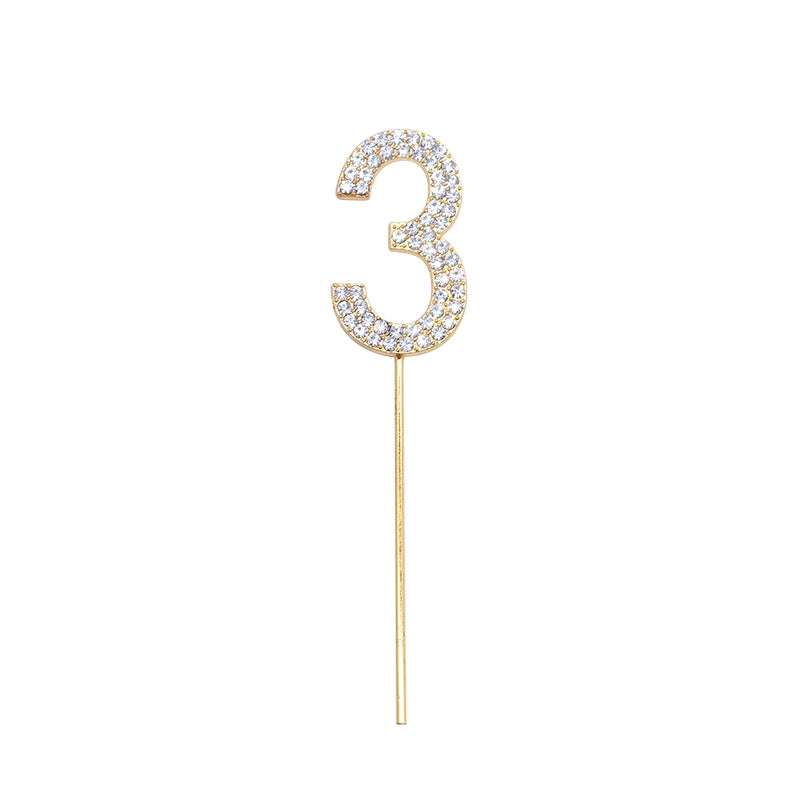 Glitter Rhinestone Number Cake Topper – Gold & Silver Decor Cake Topper Babs gold 3