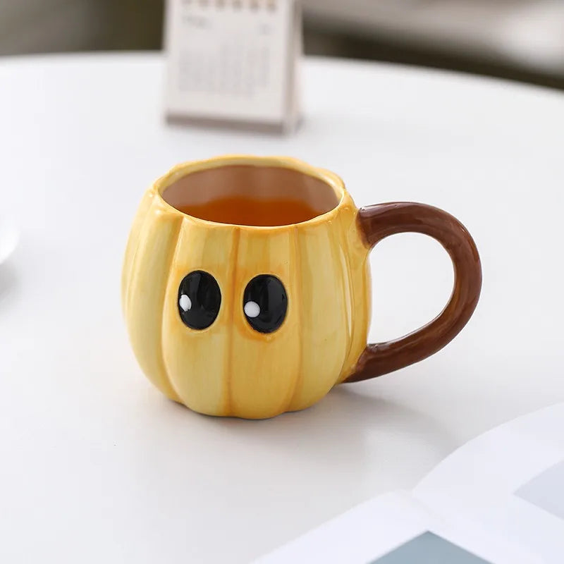 Halloween Ghost Pumpkin Ceramic Mug – Cute Coffee Cup Gift Halloween Ceramic Mug Babs