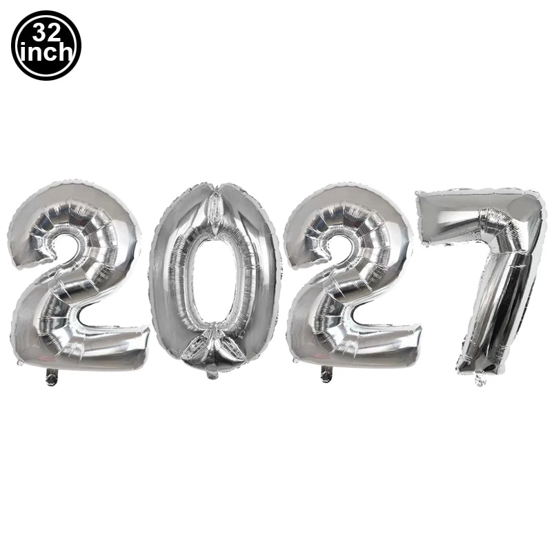 2027 New Year Foil Balloon Set – Gold, Silver & Champagne Party Foil Balloons Babs Dark Khaki As pictures show