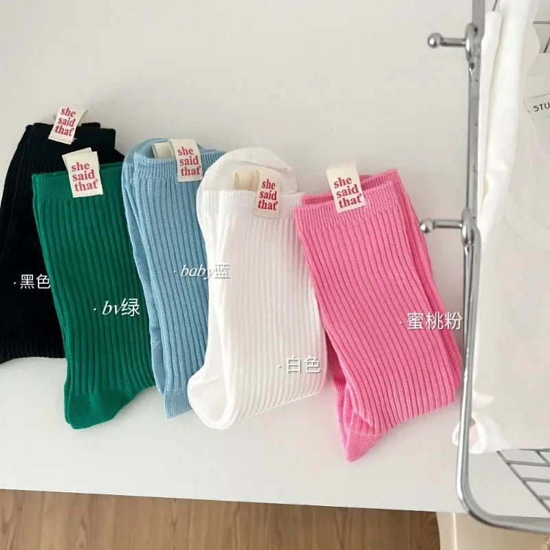 Japanese Retro Cotton Women's Socks | Korean Style 2-Pair Pack Women's Fashion Socks Babs