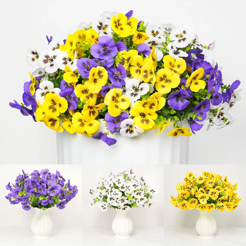 6-Pack Silk Pansy Artificial Flowers for Wedding & Home Decor Artificial Silk Flowers Babs