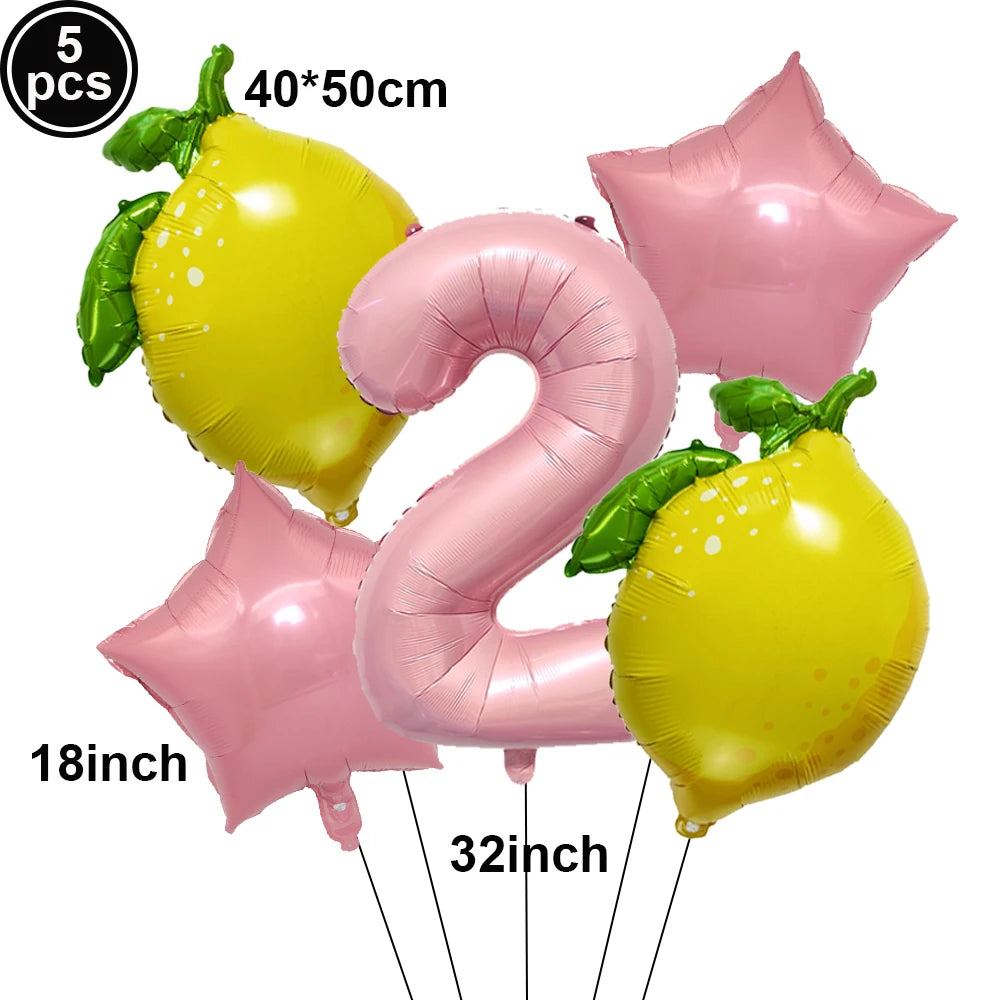 Lemon Foil Balloon Set with 32" Number Balloons – Party Decor Foil Balloon Set Babs Light Grey as show
