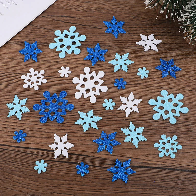 100Pcs 3D Glitter Snowflake Foam Stickers – Christmas DIY Decor Craft Foam Stickers Babs