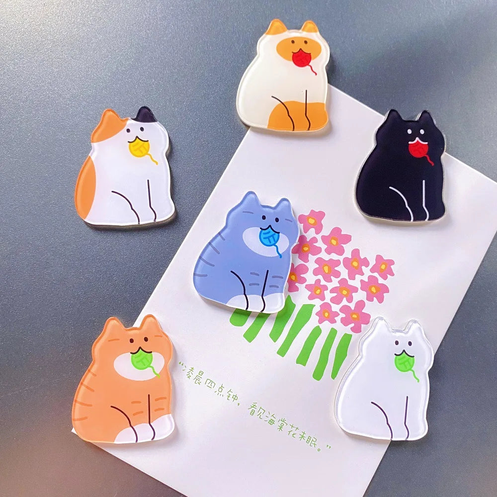 5-Piece Cute Cat Fridge Magnets – Cartoon Decorative Set Decorative Fridge Magnets Babs
