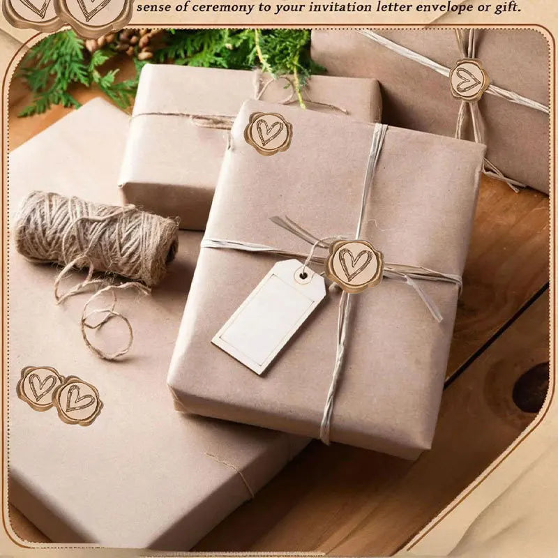 20pcs Heart Wax Seal Stickers – Wedding & Gift Envelope Decor Decorative Wax Seal Stickers Babs
