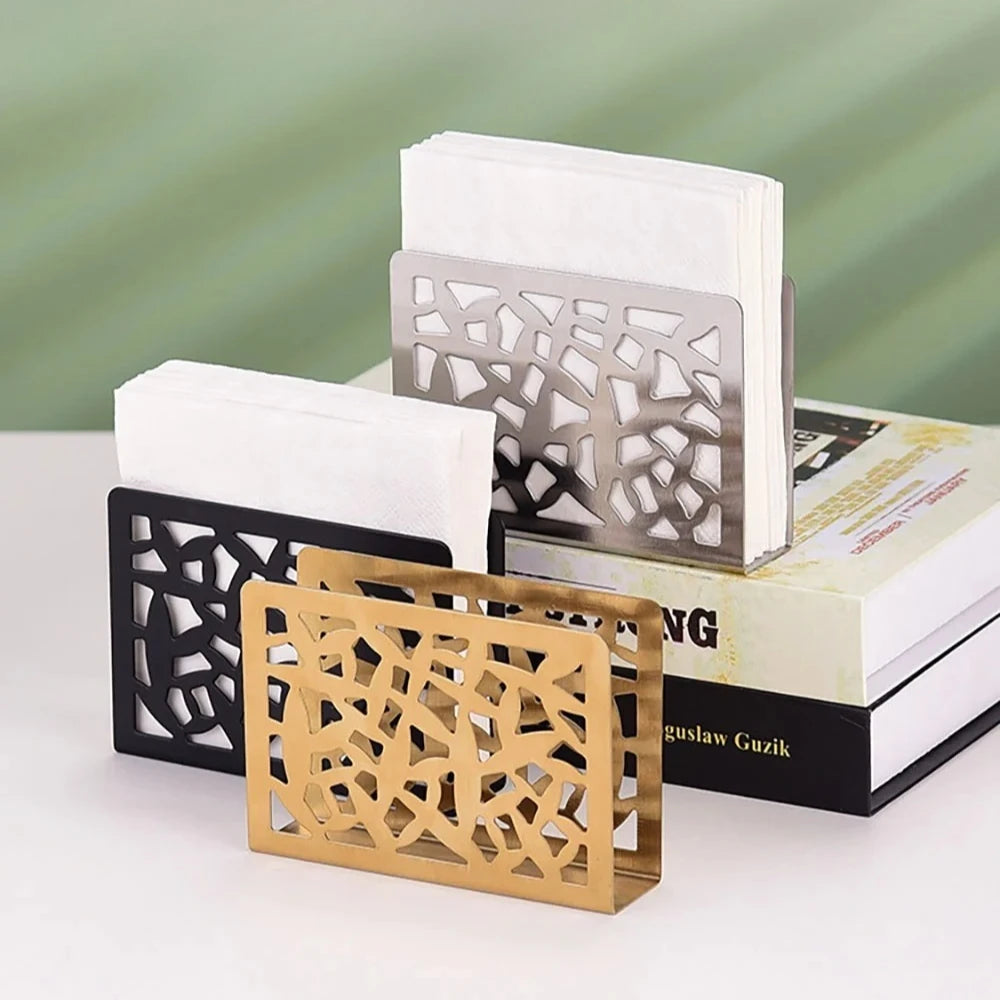 Stainless Steel Vertical Napkin Holder – Silver & Gold Napkin Holder Babs