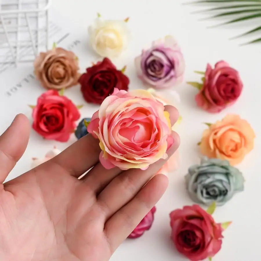 100pcs Silk Rose Heads for Wedding, Wreath & DIY Decor Artificial Silk Flowers Babs