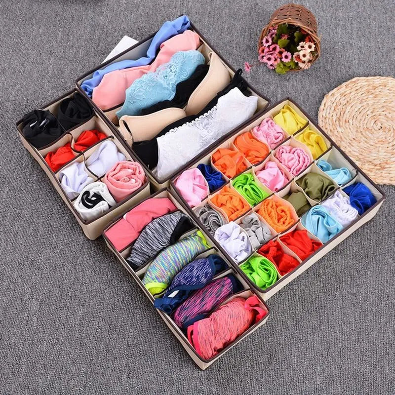 Fabric Grid Storage Box – Underwear, Bra & Sock Organizer Drawer Storage Organizer Babs