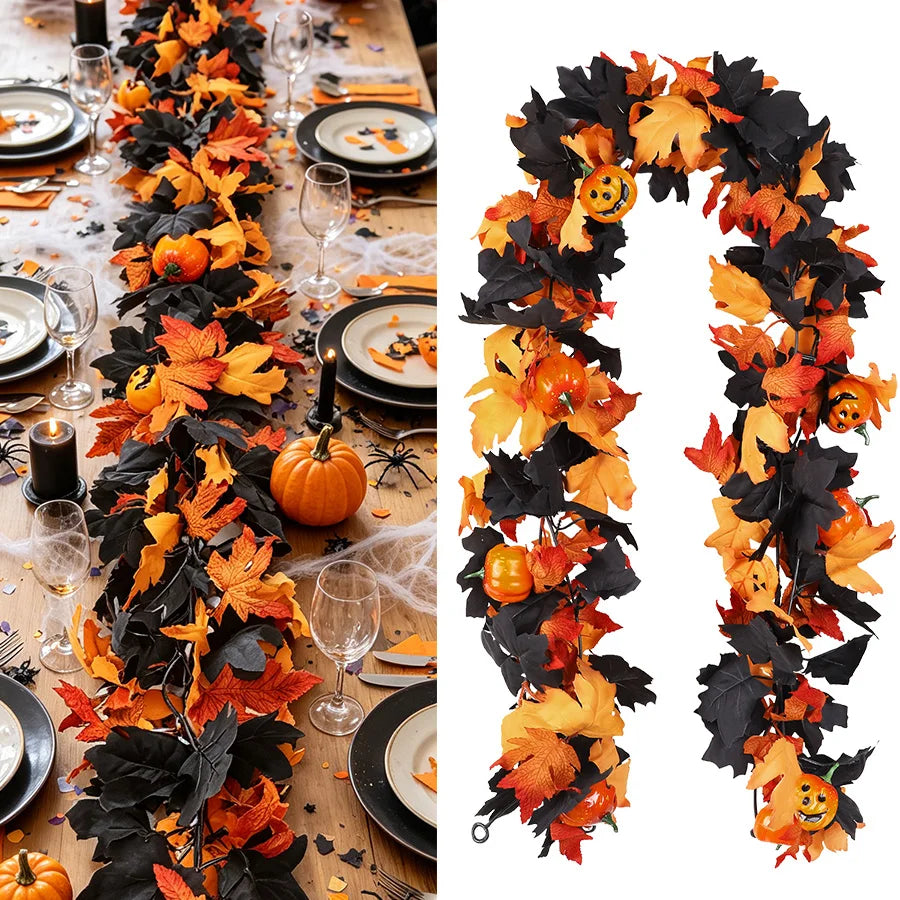 Artificial Autumn Maple Leaf Garland – Halloween & Fall Decor Artificial Leaf Garland Babs