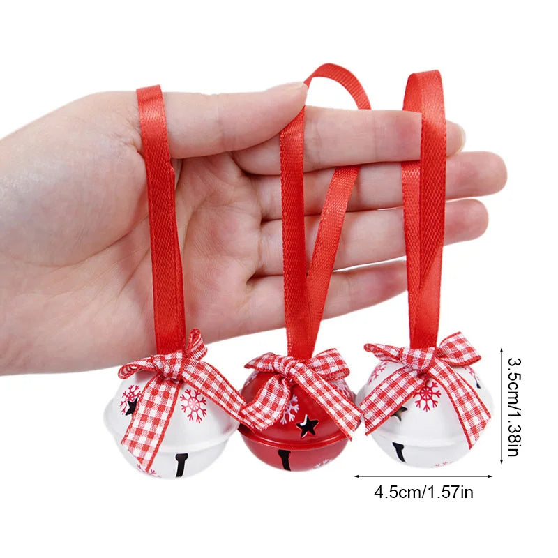 12Pcs Christmas Snowflake Jingle Bell Metal Ornaments Set Christmas Tree Ornaments Babs