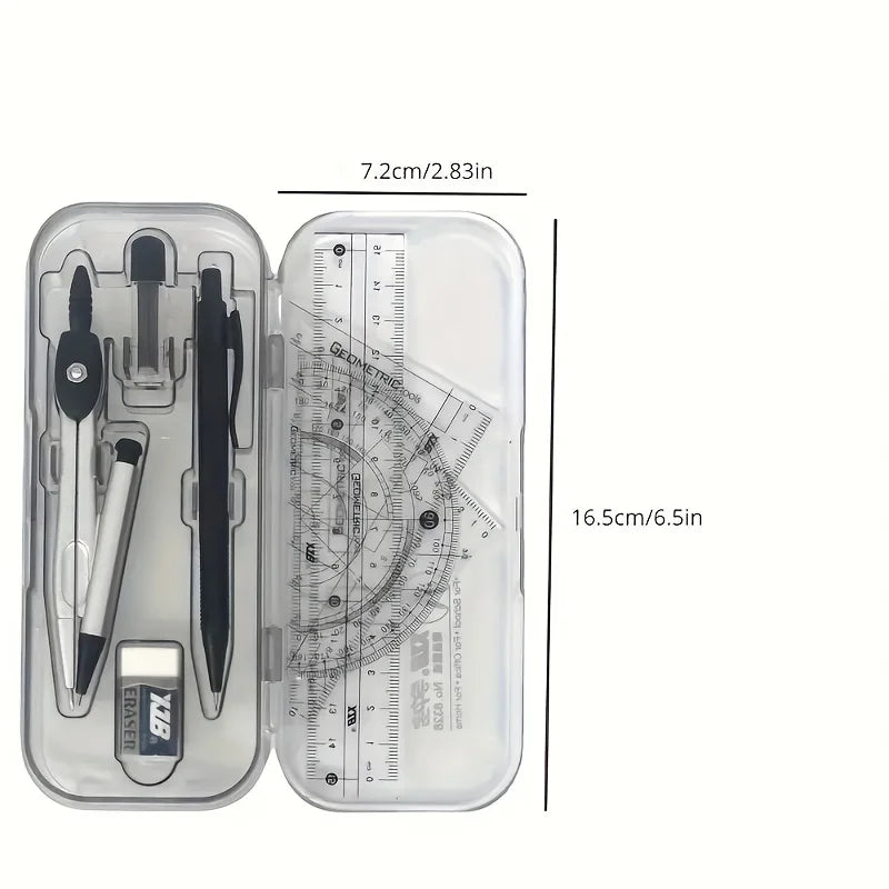 8-Piece Geometry Set – Compass, Protractor, Ruler & Pencil Kit Geometry Drawing Set Babs