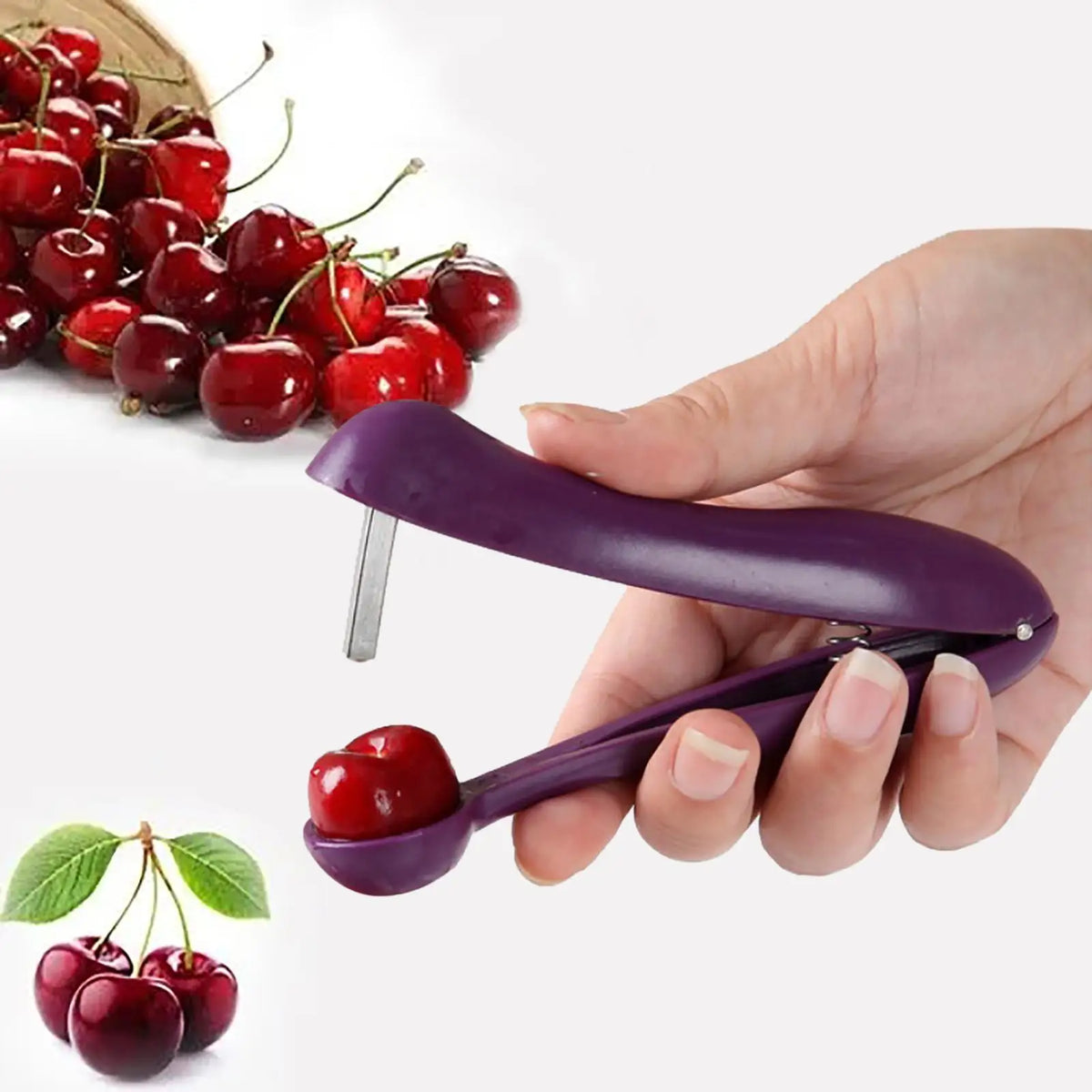 Cherry Pitter & Olive Corer Tool – One-Hand Kitchen Gadget Fruit Pitter Tool Babs