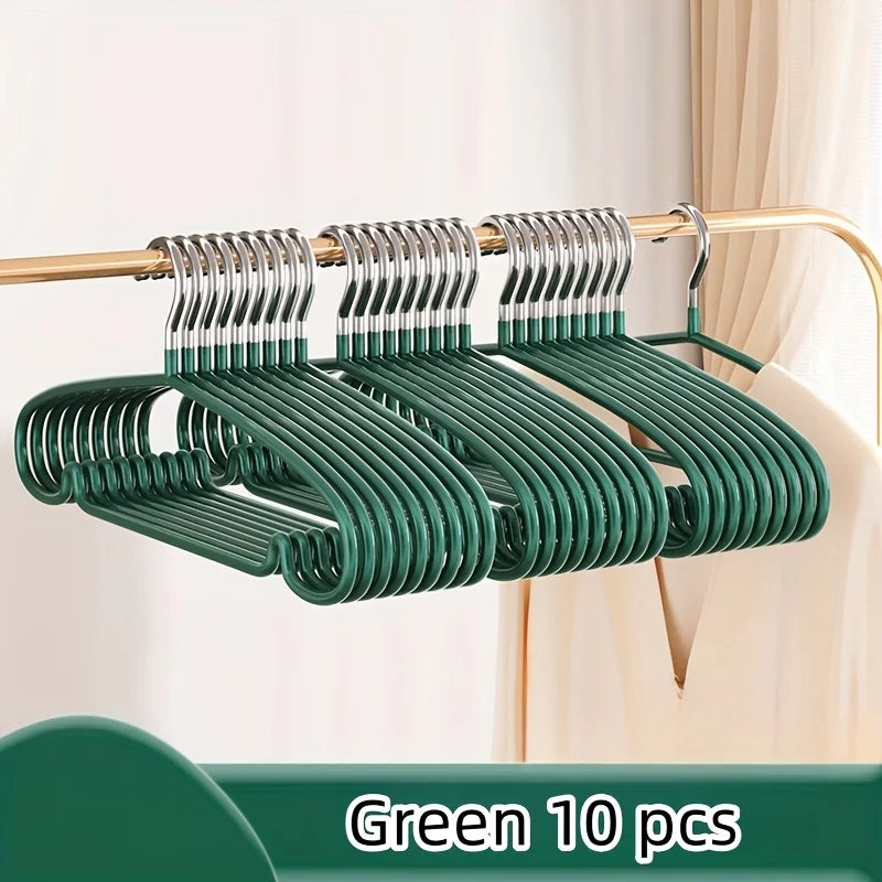 10-Pack Non-Slip Clothes Hangers – Space-Saving, No-Bump Clothes Hangers Babs Green