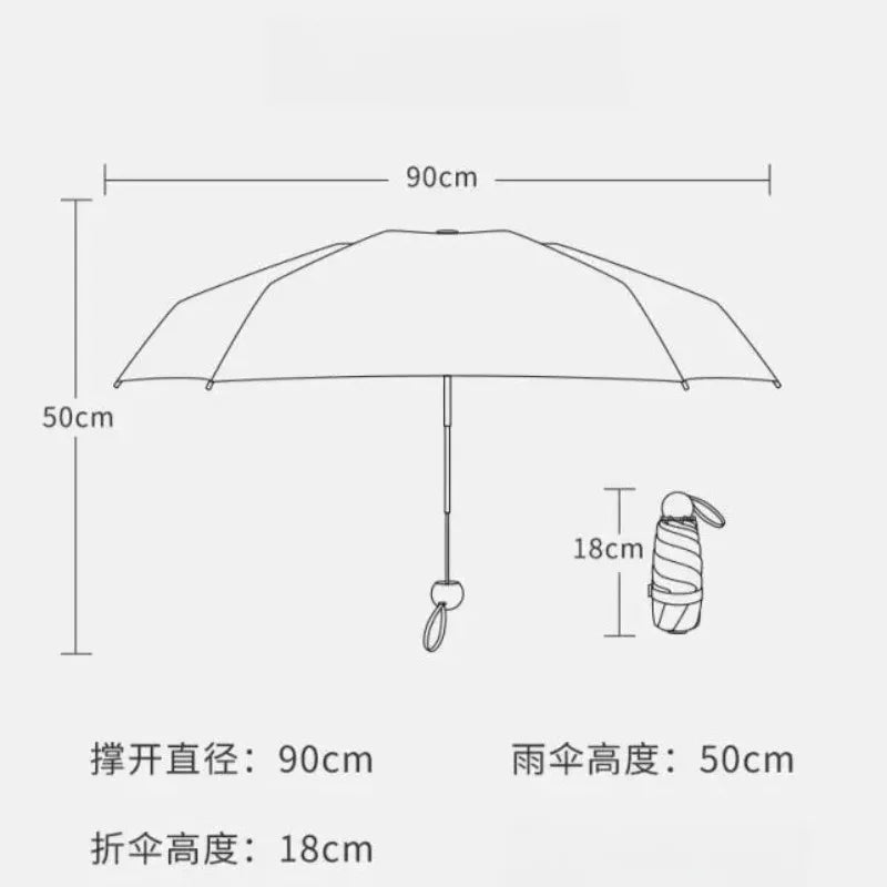 Mini 5-Fold UV Umbrella – UPF 50+ Sun & Rain Parasol Folding UV Umbrella Babs
