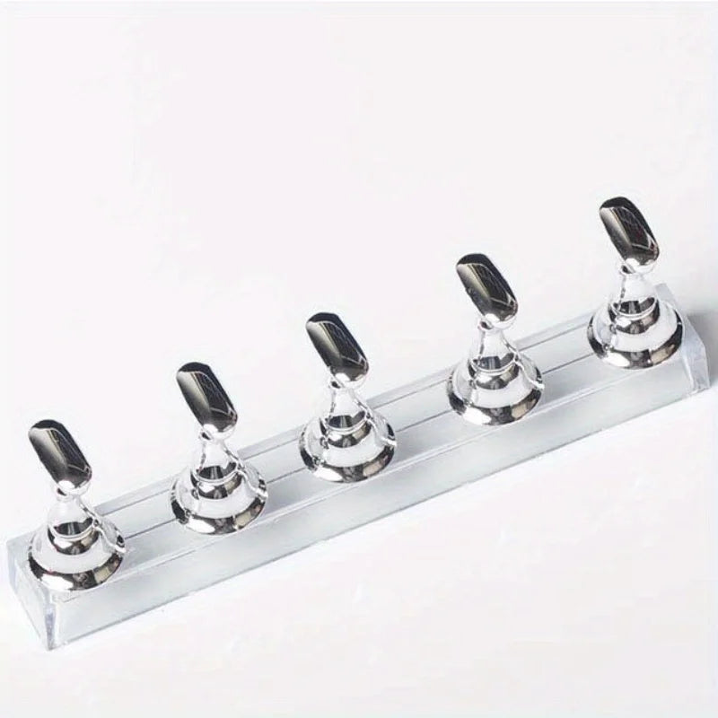 6-Piece Magnetic Nail Art Practice Stands & Tip Holders Nail Art Stand Set Babs silvery