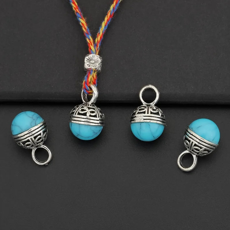 4pcs Vintage Blue Turquoise Hollowed-Out Pendant Set | DIY Jewelry Pendant Set Babs