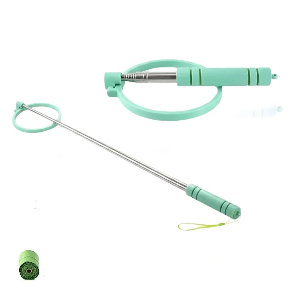 Retractable Dog Poop Scooper – Foldable Long Handle Pet Cleaner Dog Poop Scooper Babs Green