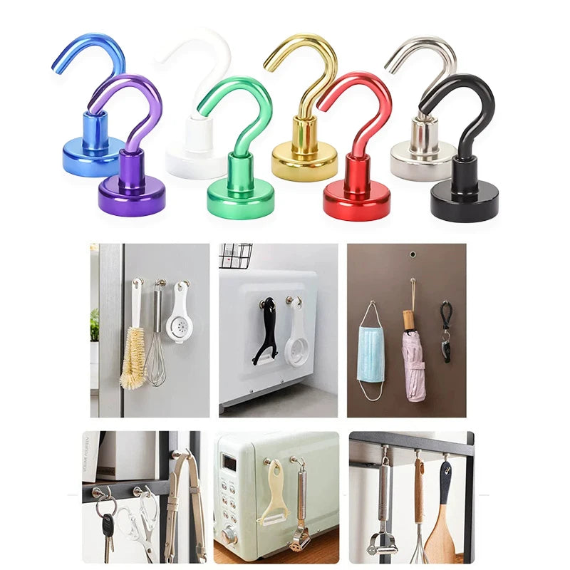 Magnetic Hooks 8-Pack – Heavy-Duty Stainless Steel Organizer Magnetic Hooks Babs