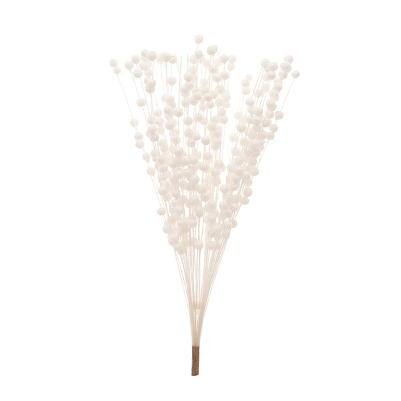 Glitter Christmas Berry Artificial Foam Flower Stem | DIY Décor Artificial Flower Stem Babs White
