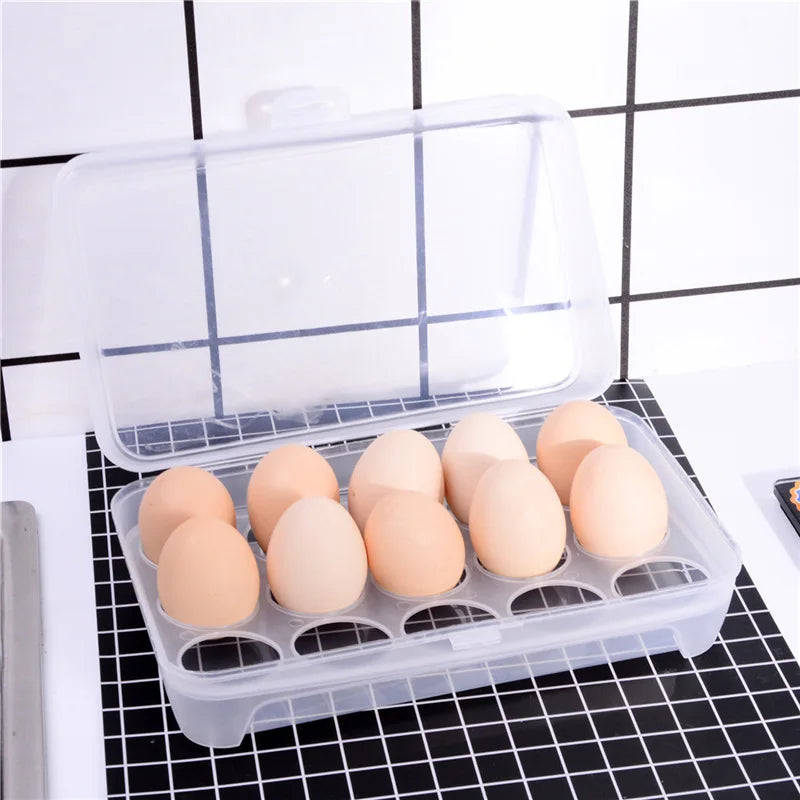 15-Grid Egg Storage Box with Lid – Fridge Egg Tray Egg Storage Box Babs WHITE