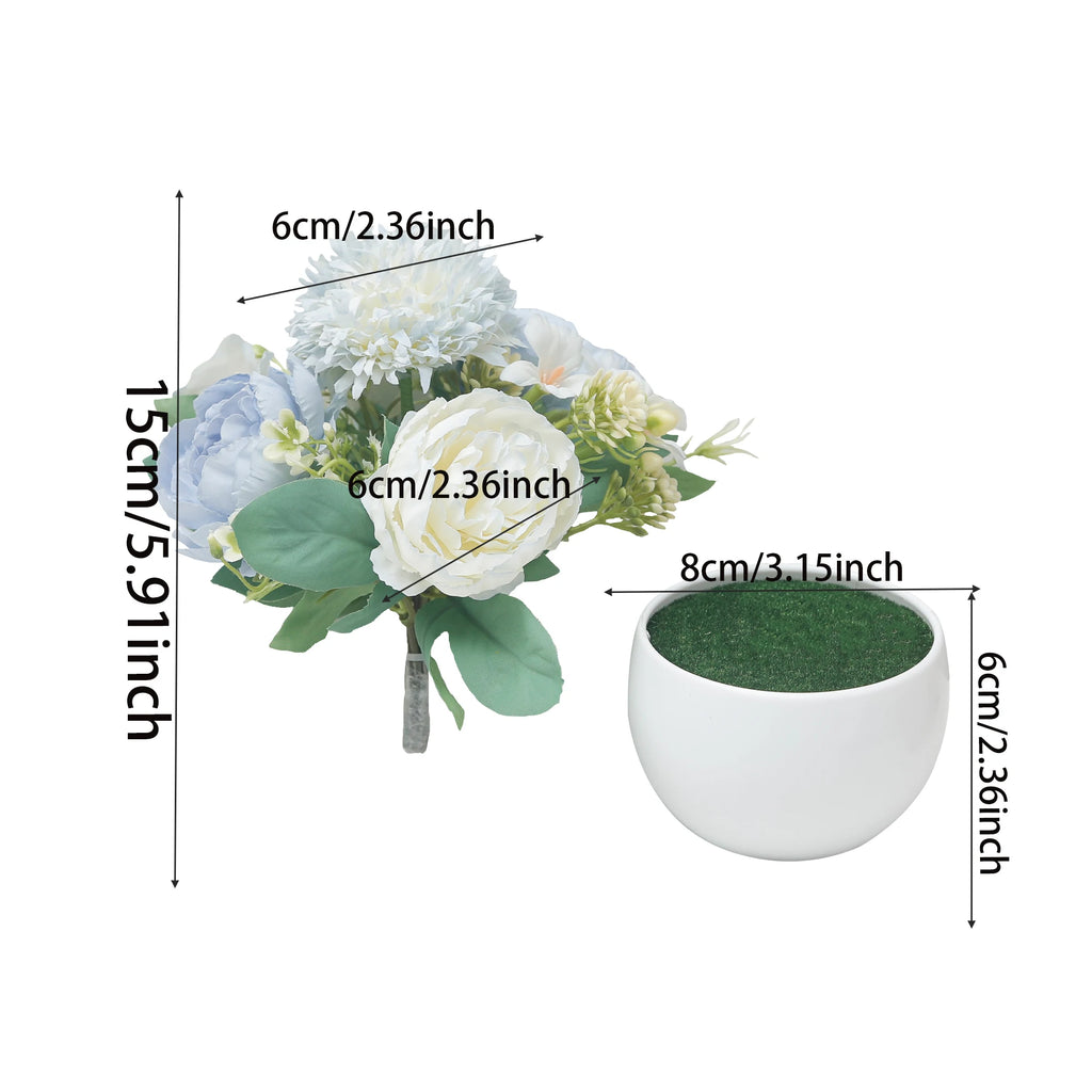 Artificial Peony Bonsai Silk Flowers Potted – Wedding Home Decor Artificial Potted Flowers Babs