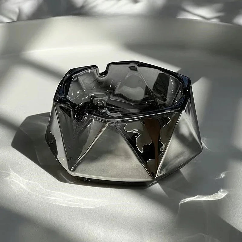 Crystal Glass Ashtray – Light Luxury Water Chestnut Design Glass Ashtray Babs C-7.8x4.5cm