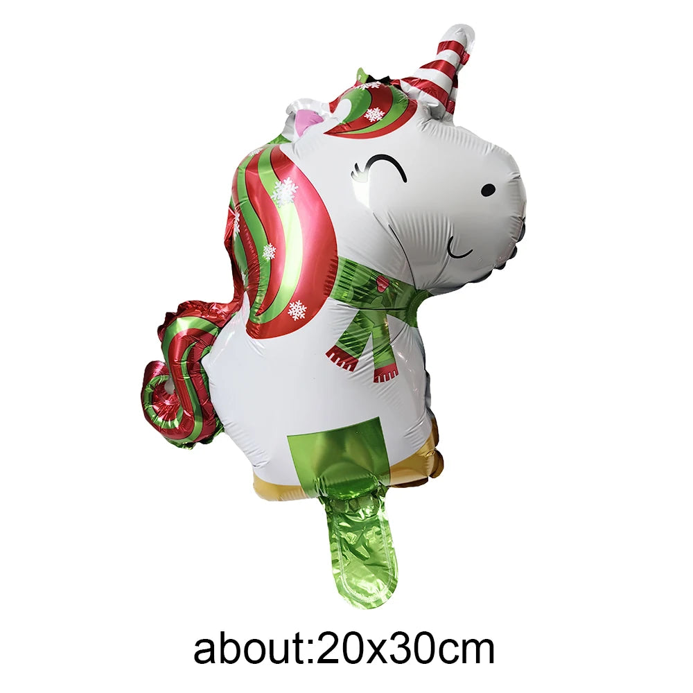 10pcs Mini Christmas Foil Balloons – Santa Snowman Reindeer Foil Party Balloons Babs Marble 10pcs