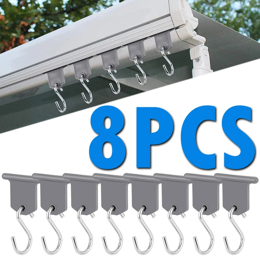 8-Pack S-Hook Camping Awning Clips & RV Tent Hangers Camping Awning Hooks Babs