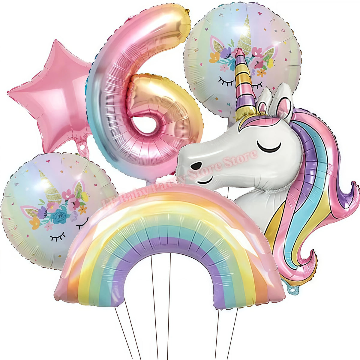 Girls Unicorn Birthday Party Decorations – 3D Balloons & Supplies Party Decoration Set Babs Balloon set-6 others