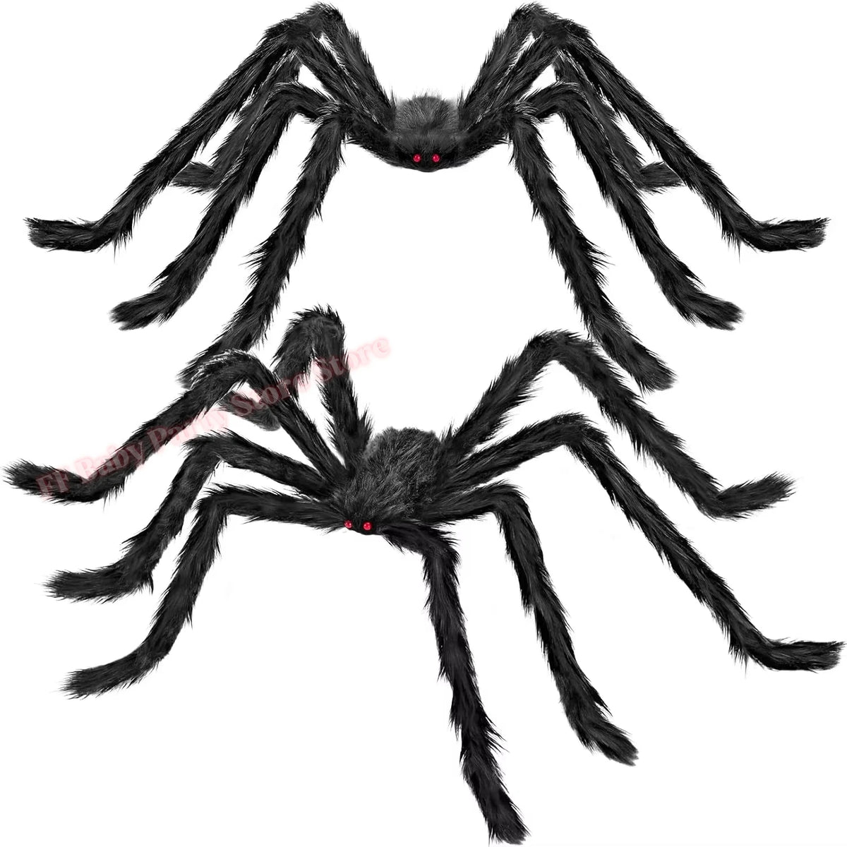 Giant Black Plush Spider Halloween Decor – Poseable Red Eyes Halloween Spider Prop Babs