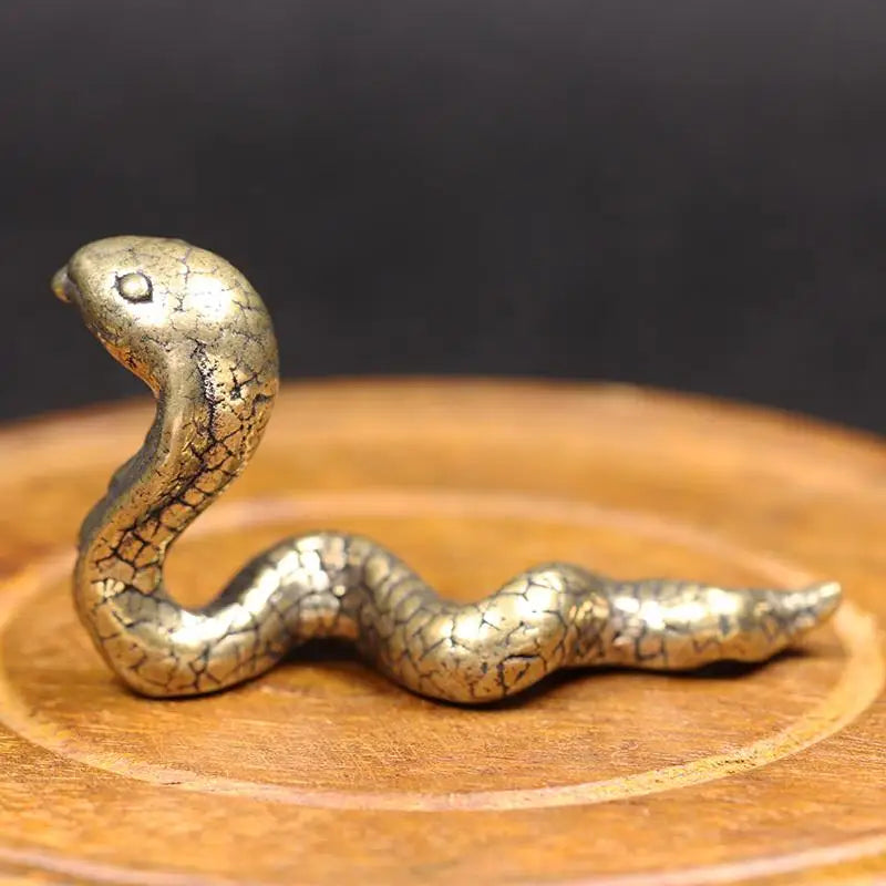Brass Zodiac Snake Figurine – Vintage Desktop Ornament & Tea Pet Brass Figurine Babs