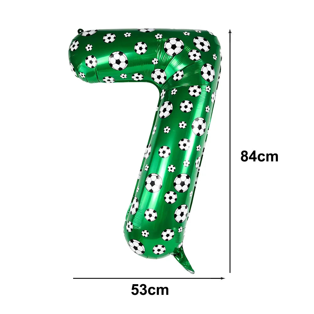 Green Soccer Number Foil Balloons Set 0-9 | Football Party Decor Party Foil Balloons Babs A number-7 As pictures show