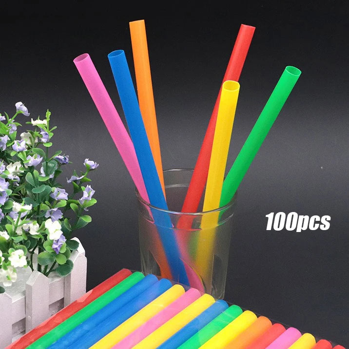 100pcs Bubble Tea Straws 210x11mm Wide Plastic Boba Straws Disposable Drink Straws Babs