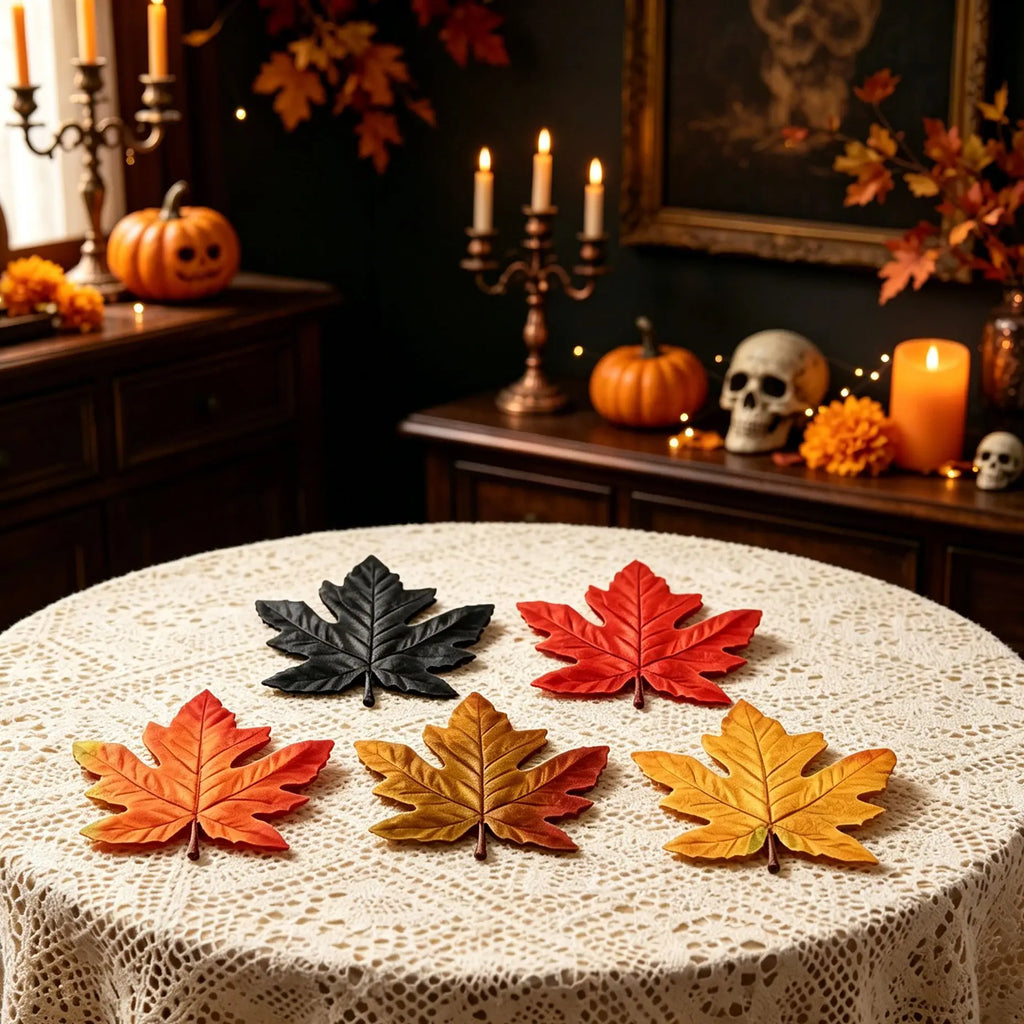 Silk Maple Leaves Artificial Decor 50/100 Pcs – Autumn Party Artificial Decorative Leaves Babs