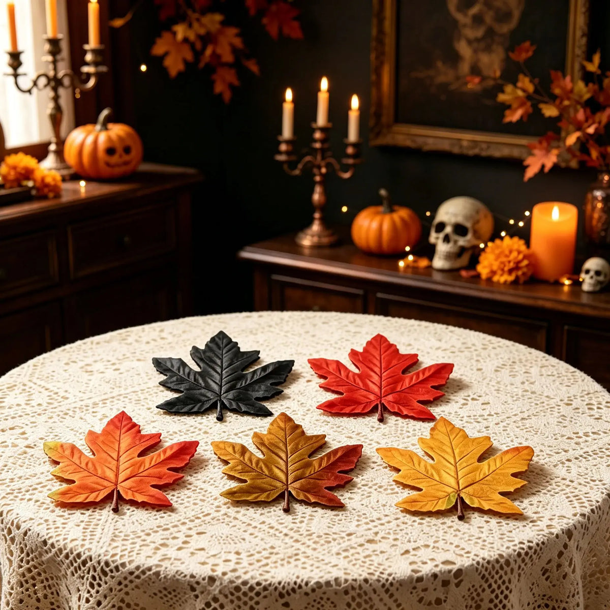 Silk Maple Leaves Artificial Decor 50/100 Pcs – Autumn Party Artificial Decorative Leaves Babs