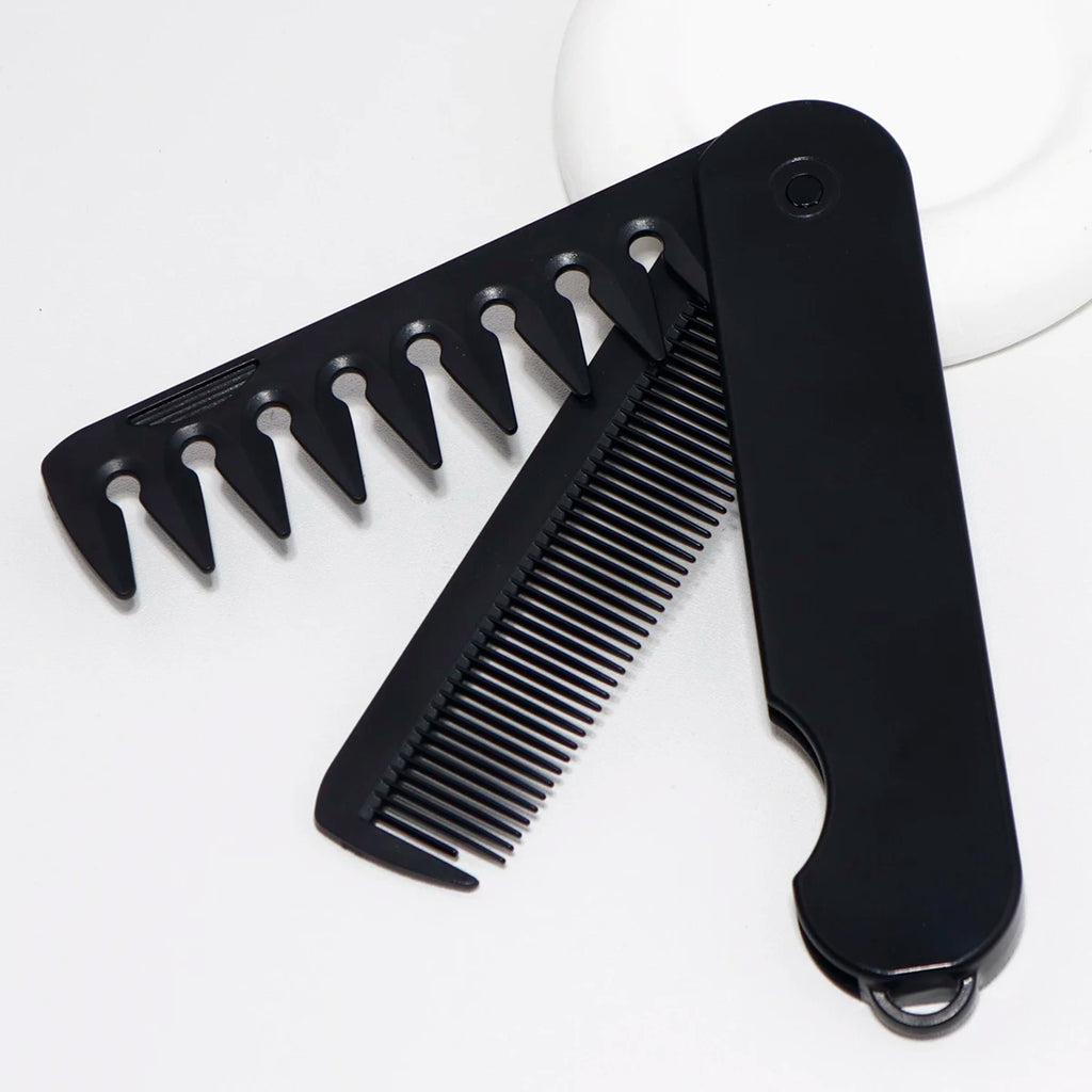 2-in-1 Folding Hair & Beard Comb – Dual Tooth Travel Comb Folding Beard Comb Babs