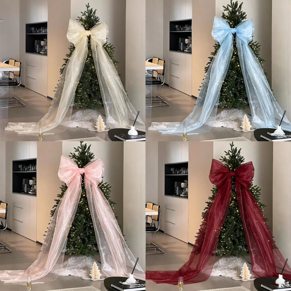 Oversized Pearl Mesh Bow Christmas Tree Garland Ornament Christmas Bow Ornament Babs