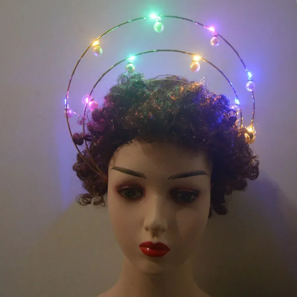 LED Flashing Butterfly Crown Headband – Glow Hair Accessory LED Glow Headband Babs pearl double layer