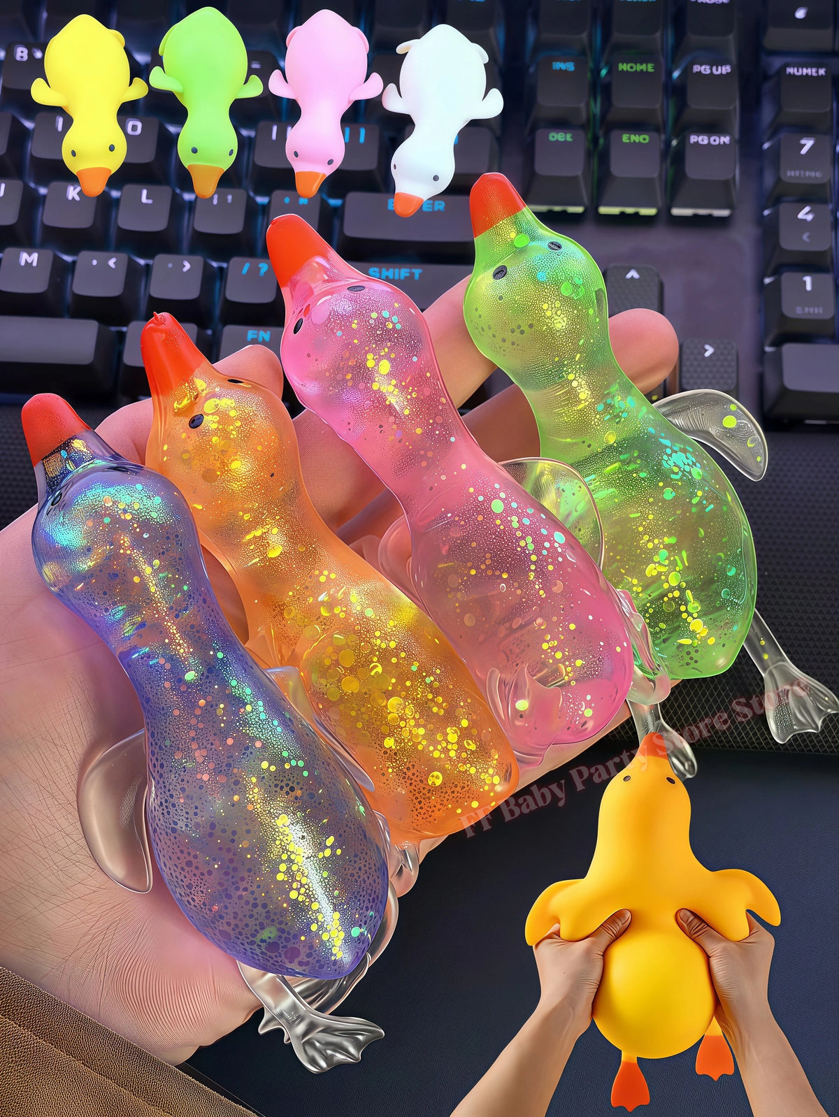 Glitter Crystal Swan Squishy Slow Rising Fidget Toy – Fun Gift Squishy Fidget Toy Babs