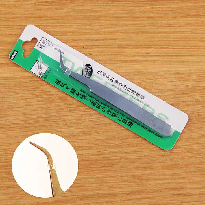 Stainless Steel Flat Head Tweezers – Eyebrow & Nail Art Tool Nail Art Tweezers Babs Sharp Point