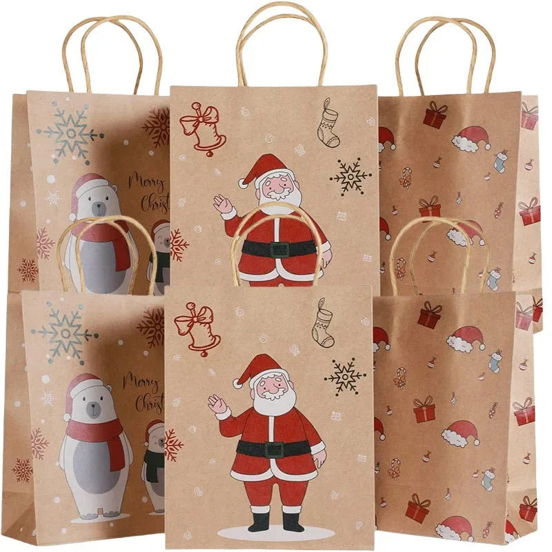 Christmas Kraft Paper Gift Bags – Festive Xmas Packing Bags Christmas Gift Bags Babs