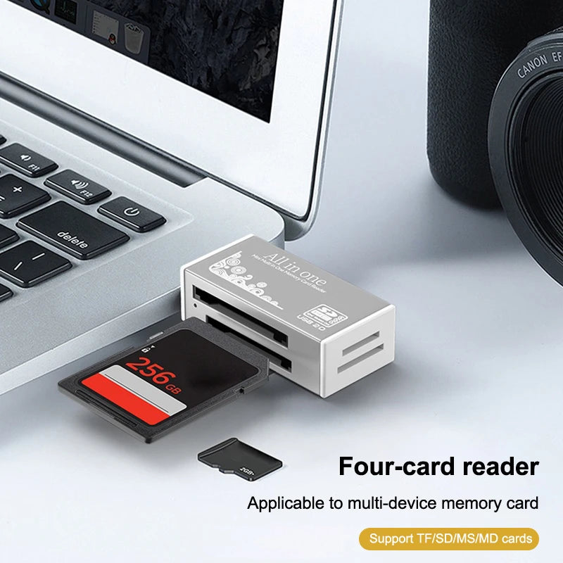 4-Port USB 2.0 Card Reader – TF MS MD Adapter for Laptop & PC USB Card Reader Babs